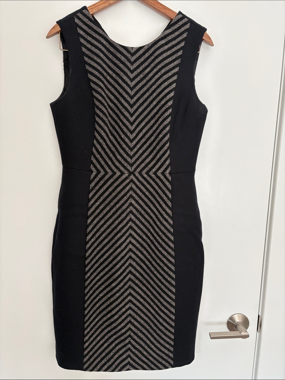 J. Crew Black Dress with Chevron Gray Center Panel